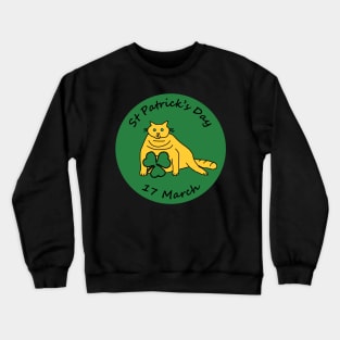 Yellow Chonk Cat and Shamrock St Patricks Day Crewneck Sweatshirt